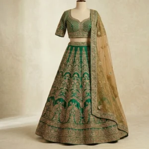 Bridal Green Embroidered Lehenga