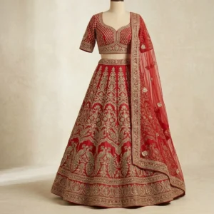 Bridal Red Embroidered Lehenga Choli
