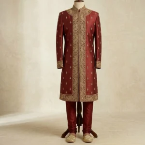 Maroon Wedding Sherwani Set